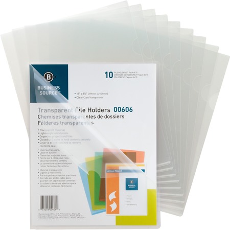 BUSINESS SOURCE Transparent Poly File Holders Letter, PK10 00606